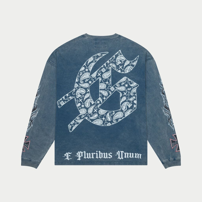Hollywood Inferno LS T-shirt (Blue Wash) - GHILSTEE