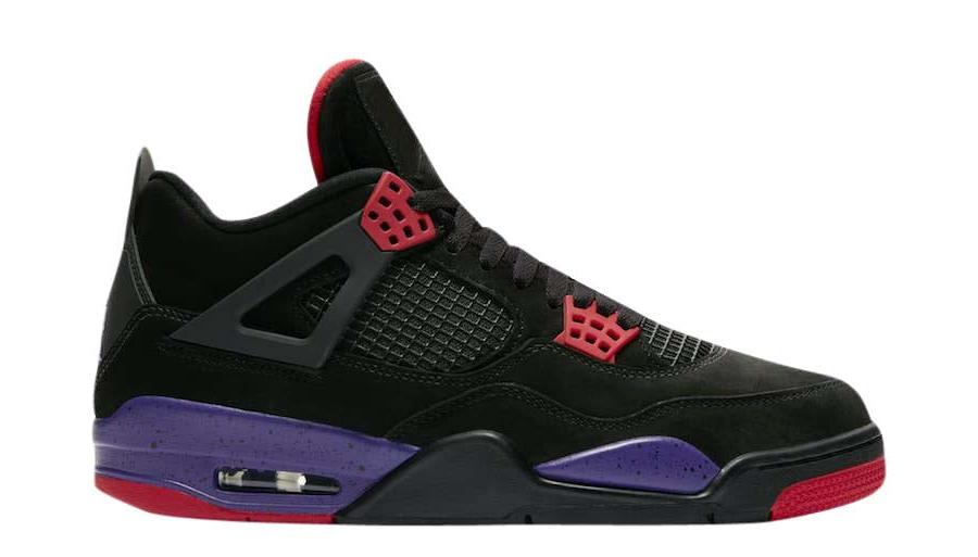 Air Jordan 4 NRG Raptors Black Suede, Court Purple &amp;amp; Red Accents, Embossed Jumpman Tag