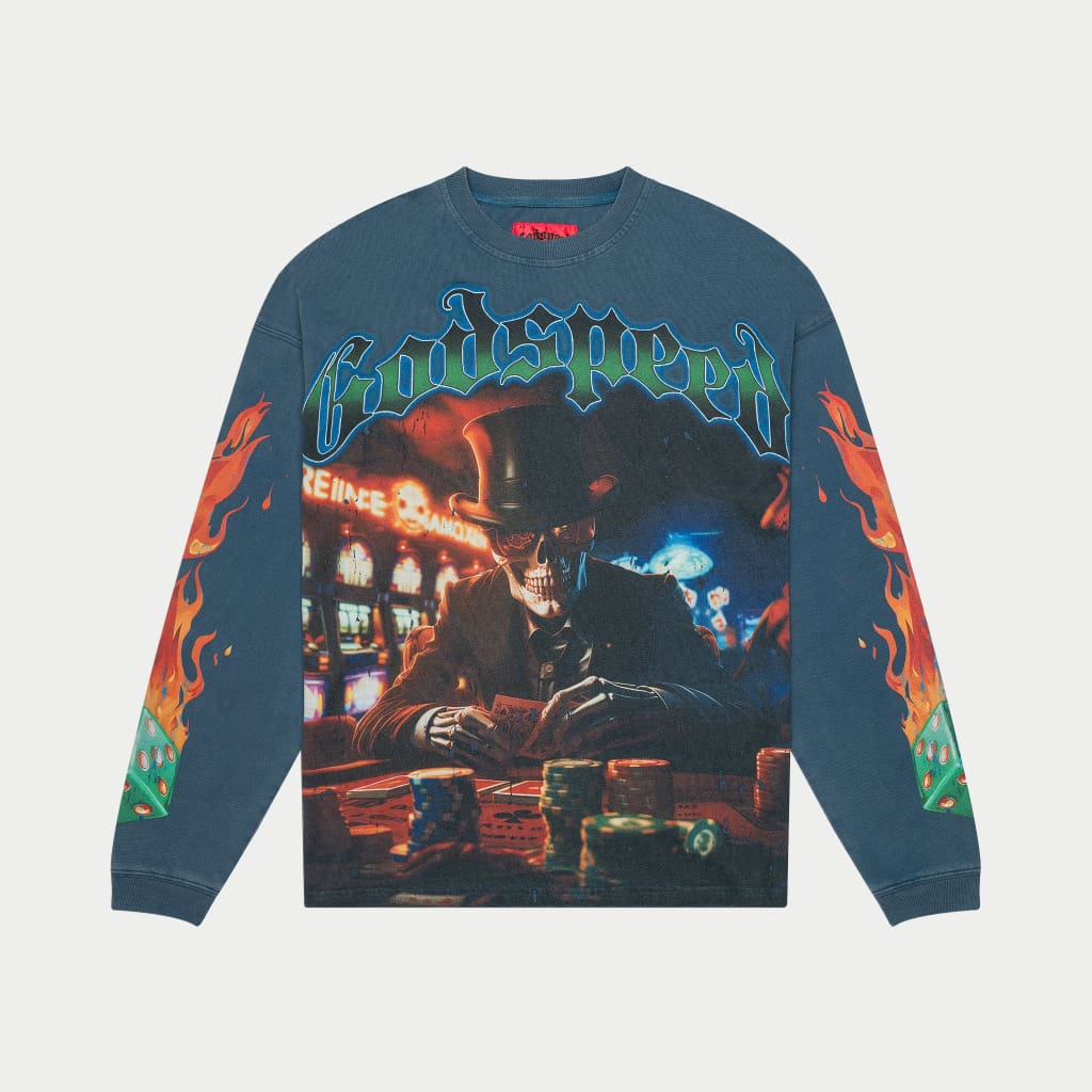 Lifes A Gamble LS T-shirt (Blue Wash) - GLAGLSTEE
