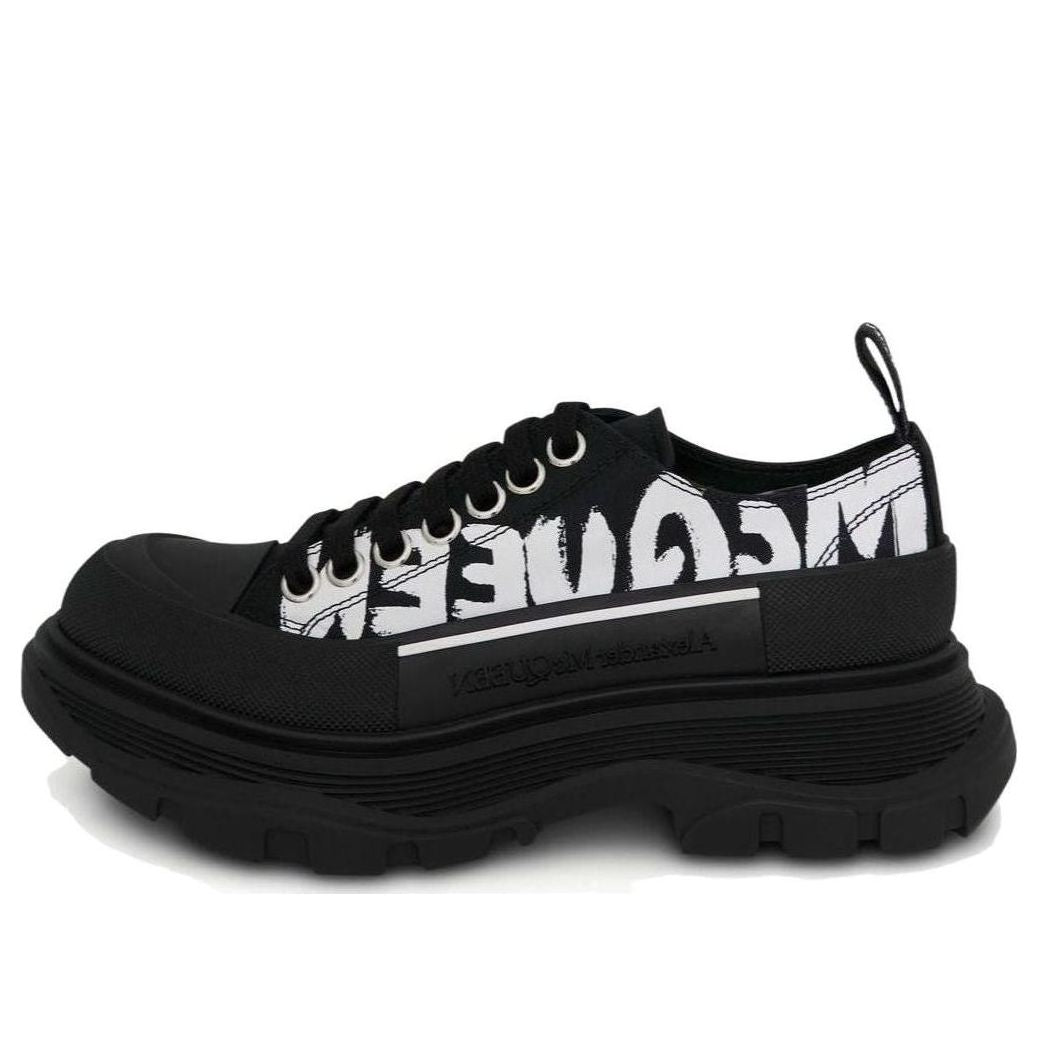 (WMNS) Alexander McQueen Tread Slick Low Lace Up Canvas Graffiti &amp;#39;Black White&amp;#39; 676711W4RQ21006 #