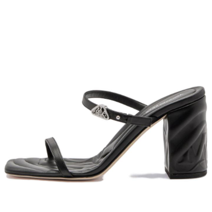 (WMNS) Alexander McQueen Seal Strap Mules &amp;#39;Black Silver&amp;#39; 780711WIEAB1081 #