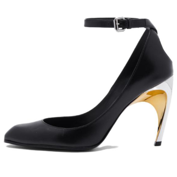 (WMNS) Alexander McQueen Armadillo 95 Leather Ankle Strap Pumps &amp;#39;Black&amp;#39; 780679WIEX21399 #