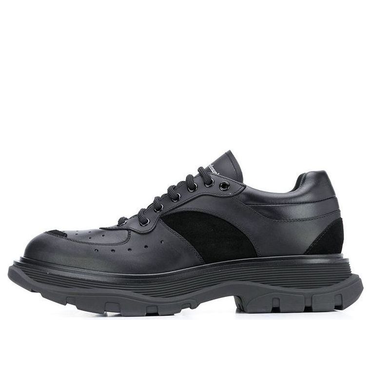 Alexander McQueen Tread Suede-panelled Leather Trainers &amp;#39;Black&amp;#39; 627222WHRH51081 #