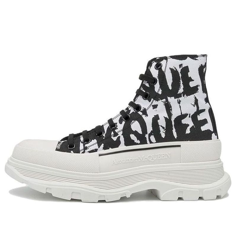 Alexander McQueen Tread Slick Graffiti Boots &amp;#39;White Black Cream&amp;#39; 705667W4TG49356 #
