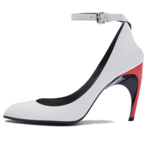(WMNS) Alexander McQueen Armadillo Ankle Strap Heels &amp;#39;Black Silver Red&amp;#39; 780679WIEX48740 #