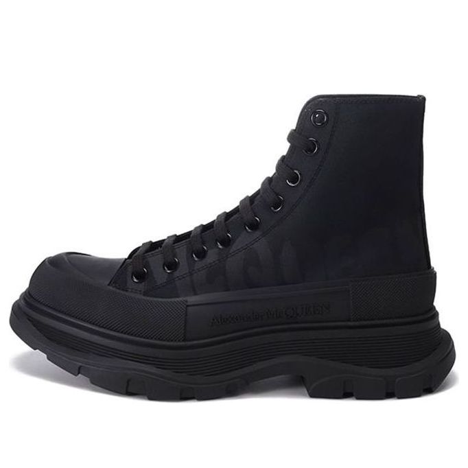 Alexander McQueen Tread Slick Logo Printed Sneakers &amp;#39;Black&amp;#39; 682420W4RQ21070 #