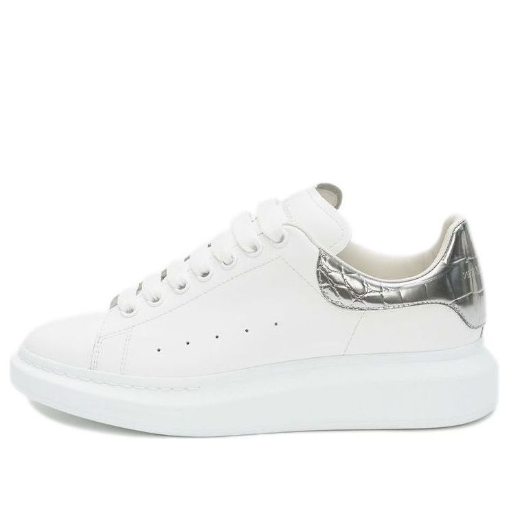 Alexander McQueen Oversized Sneaker &amp;#39;White Silver Crocodile&amp;#39; 625162WHYBQ9071 #