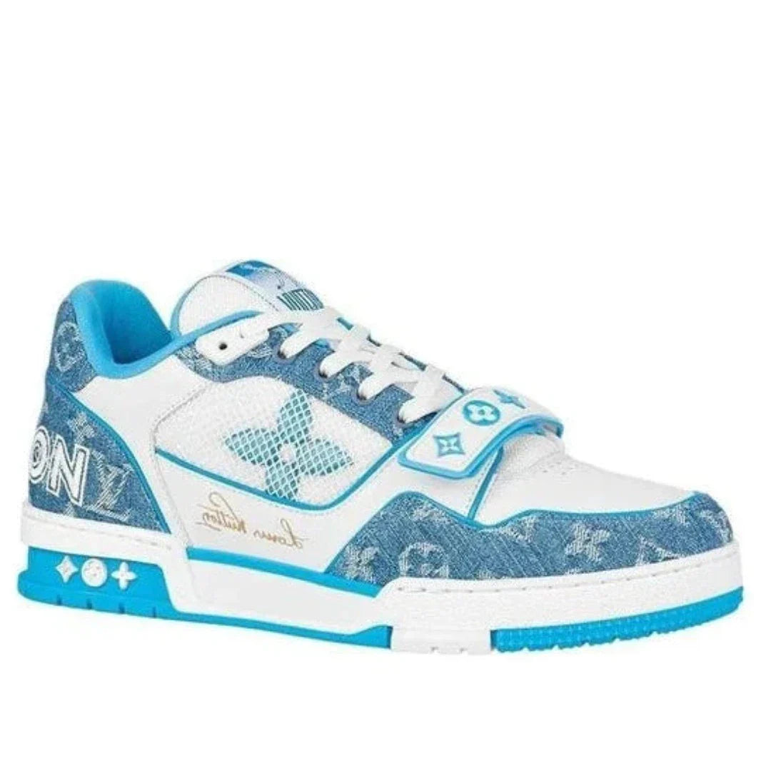 Louis Vuitton Trainer &amp;#39;Velco Strap-Light Blue Monogram&amp;#39;