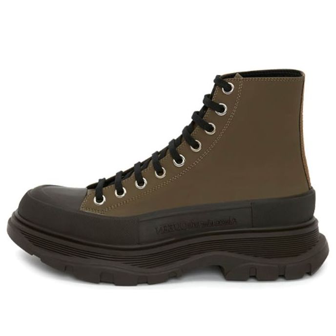 Alexander McQueen Leather Ankle Boots &amp;#39;Khaki Green&amp;#39; 627206WHYK33238 #