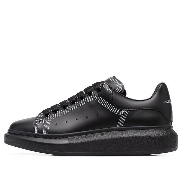 Alexander McQueen Oversized Sneaker &amp;#39;Embroidered Black Silver&amp;#39; 662639WIA4V1081 #