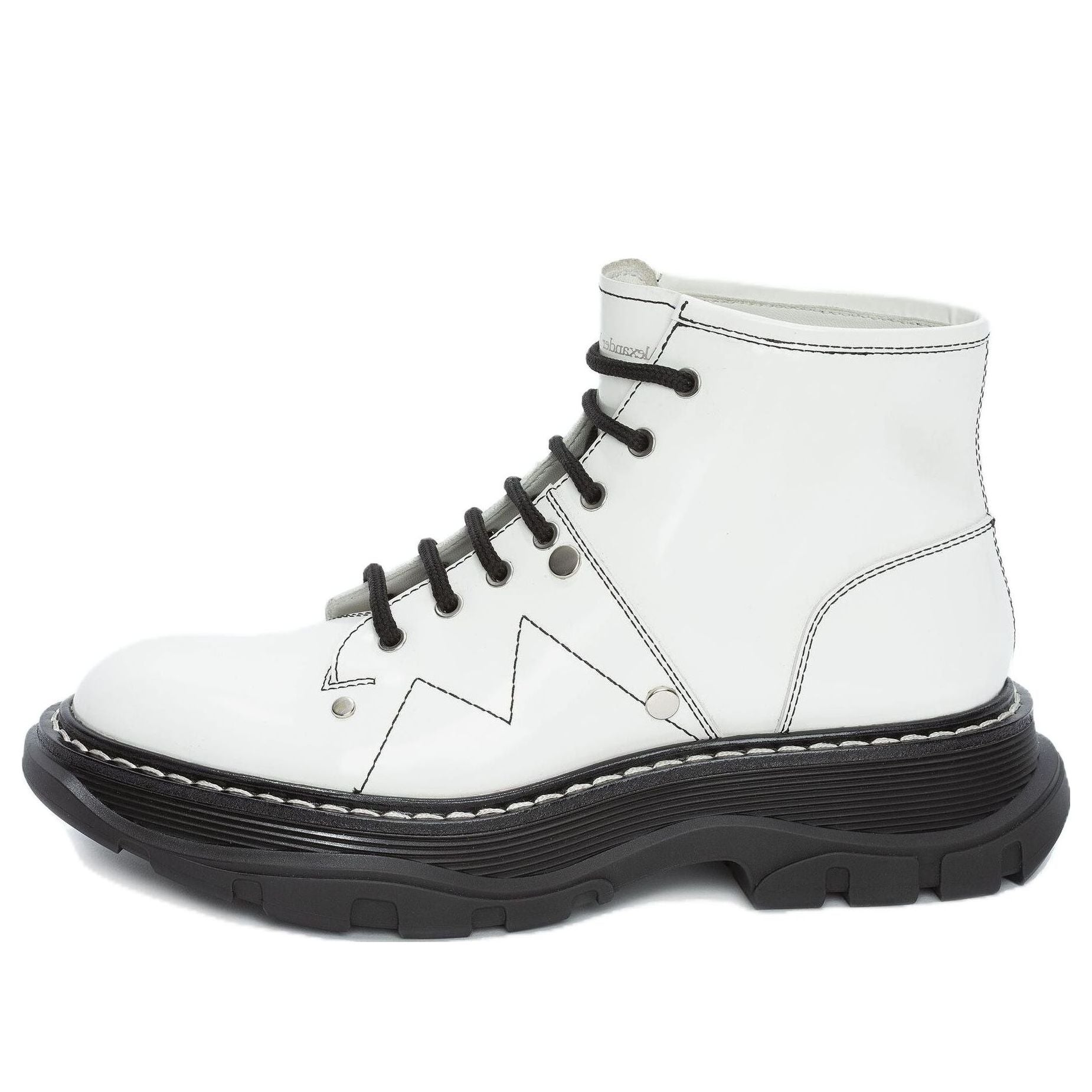 (WMNS) Alexander McQueen Tread Slick Boot &amp;#39;Ivory Black&amp;#39; 595469WHQSG9089 #