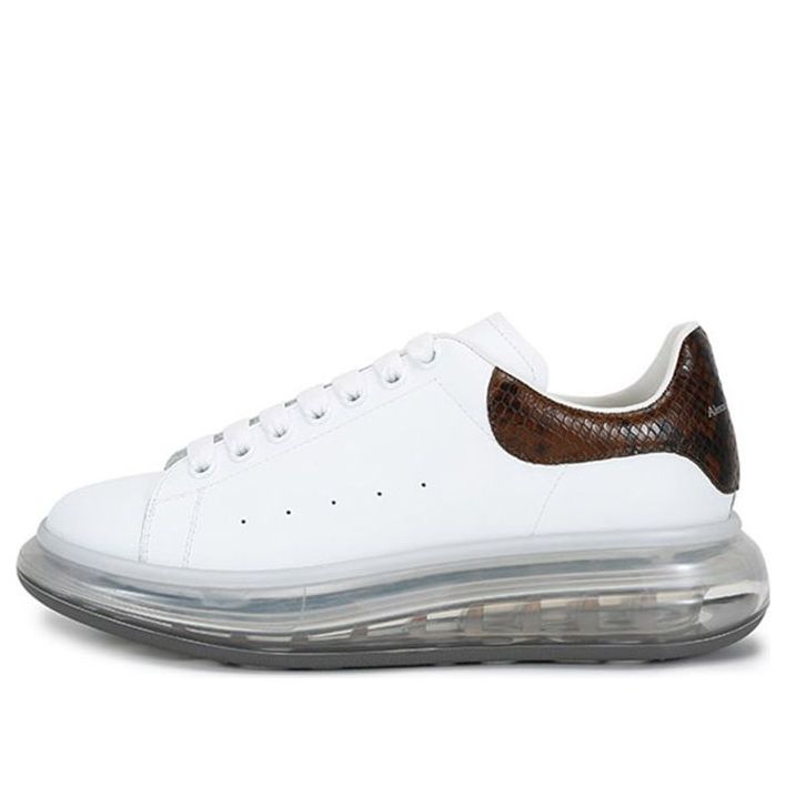 Alexander McQueen Oversized Transparent Sole Sneaker &amp;#39;White Brown Crocodile&amp;#39; 645872WHZ4P9311 #