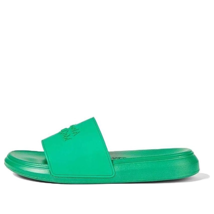 (WMNS) Alexander McQueen Embossed Rubber Slides &amp;#39;Green&amp;#39; 666983W4QS03115 #