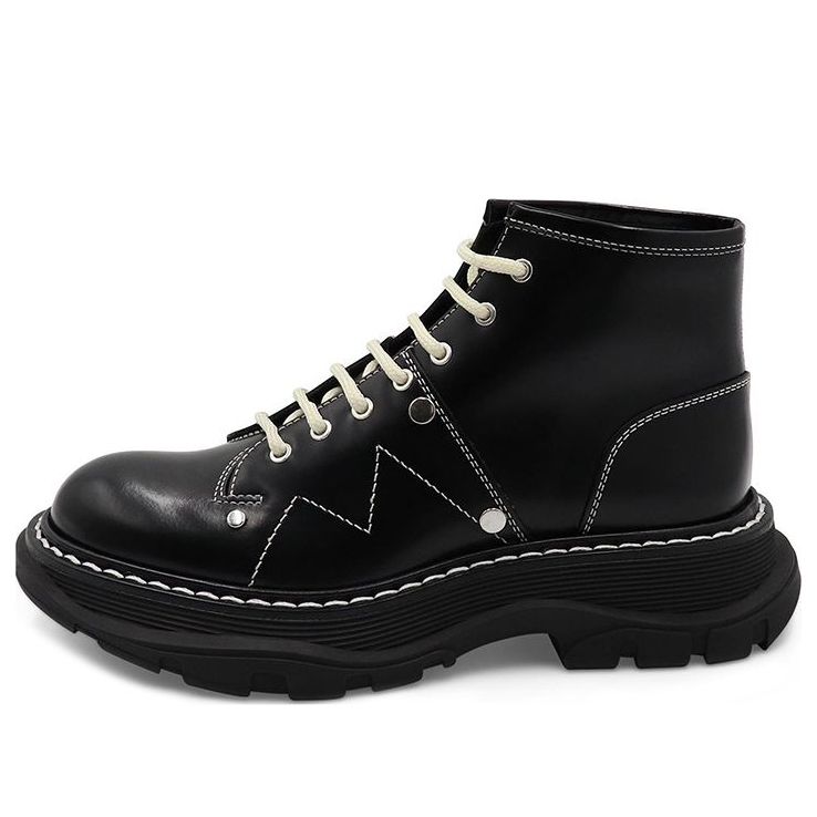(WMNS) Alexander McQueen Tread Lace Up Boot &amp;#39;Black Silver&amp;#39; 595469WHQSG1090 #