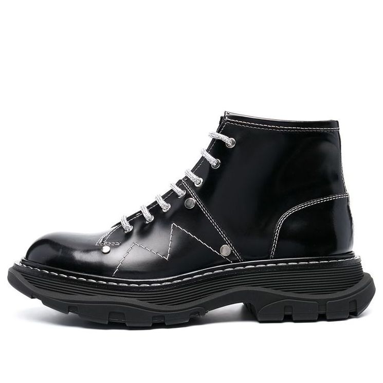 (WMNS) Alexander McQueen Tread Lace-up Boots &amp;#39;Black White&amp;#39; 718366WIC6D1081 #