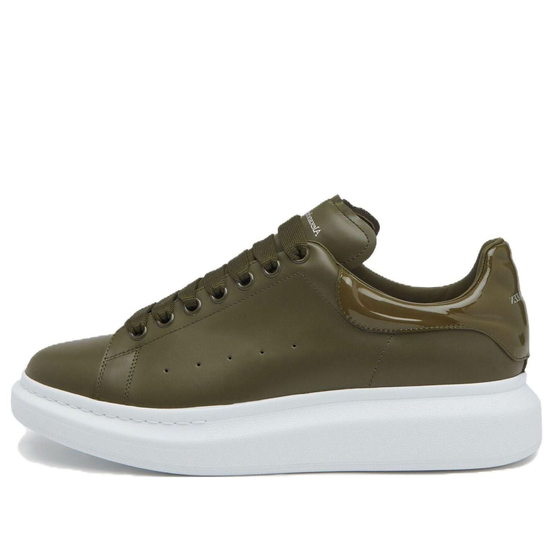Alexander McQueen Oversized Leather Sneakers &amp;#39;Olive Green&amp;#39; 777279WIE9C3211 #