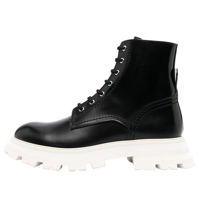 (WMNS) Alexander McQueen Leather Ankle Boots &amp;#39;Black White&amp;#39; 708056WIC6C1595 #