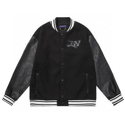 Louis Vuitton leather and wool varsity jacket.