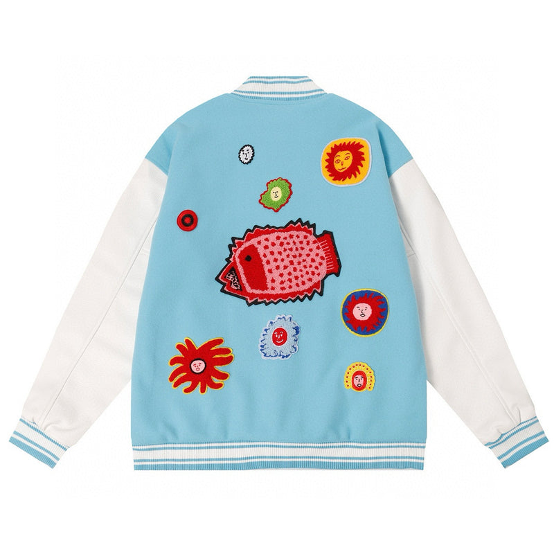 Louis Vuitton x Yayoi Kusama Psychedelic Flower Embroidered Varsity Jacket.