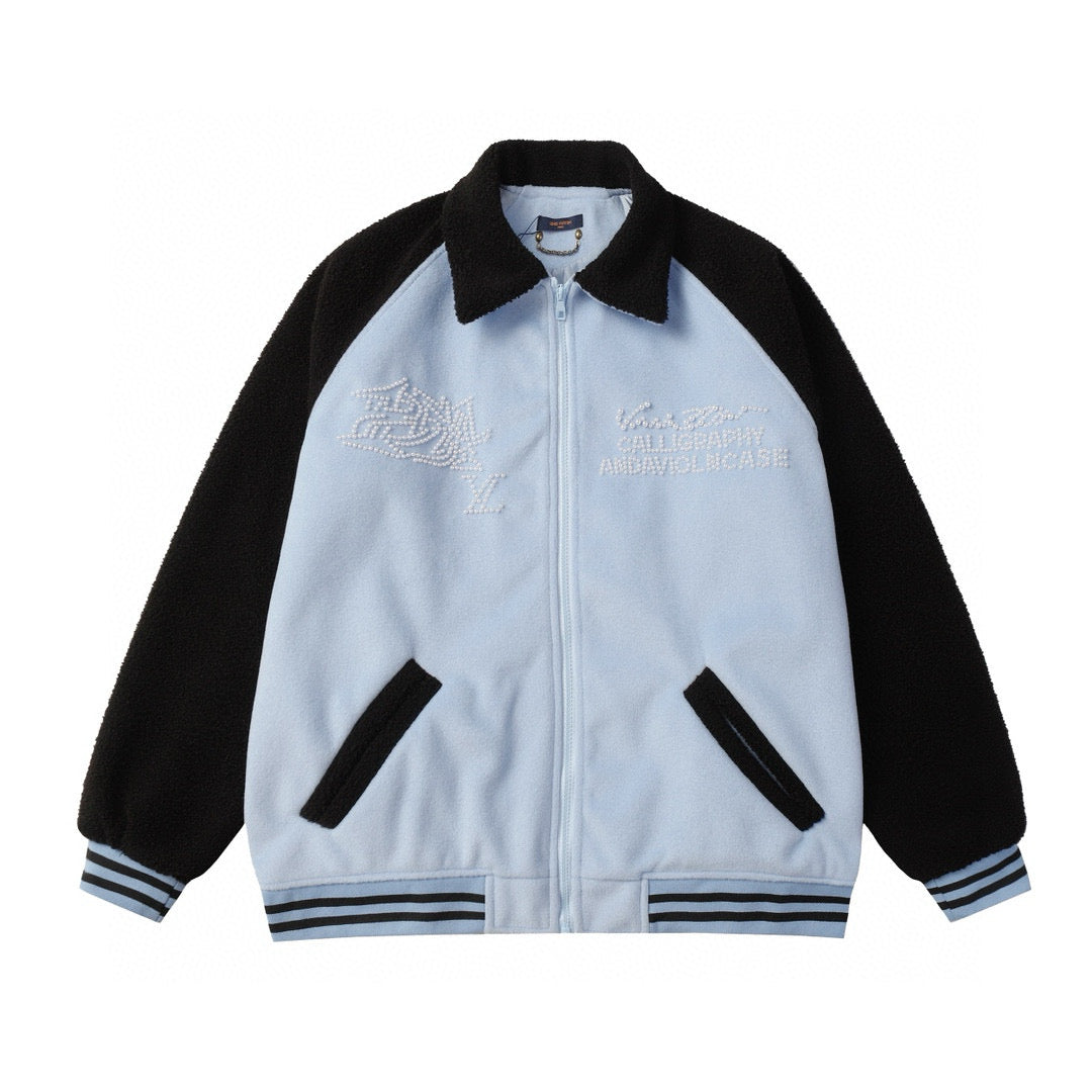 Louis Vuitton Shearling Wool Varsity Blouson.