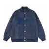 Louis Vuitton varsity jacket with the "LV Lovers" logo.