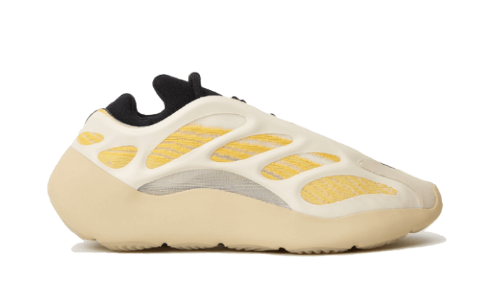 Adidas Yeezy 700 V3 Safflower Sneakers in Yellow &amp;amp; Black with Glow in the Dark Features